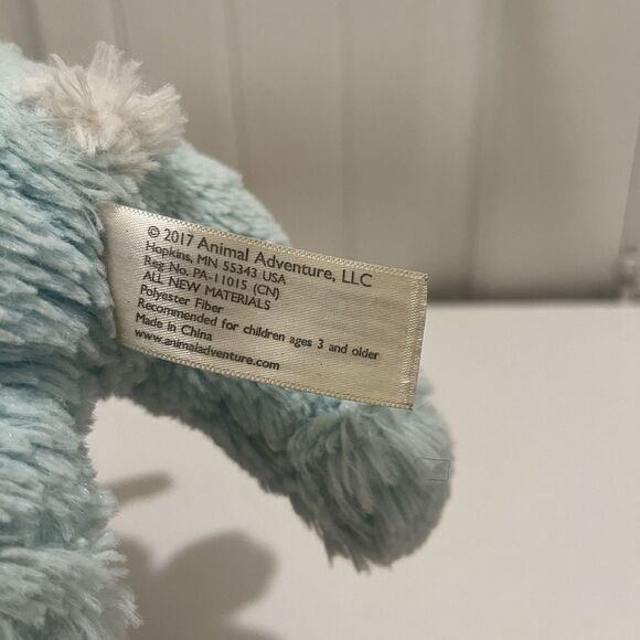 Animal Adventure Blue Fuzzy Bunny Rabbit Plush Easter 2017 Yellow Bow Tie 8" - Picture 9 of 10